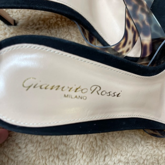 Gianvito Rossi Leopard Print Heel Sandals Suede Open Toe Womens Size 38.5 ITALY - Picture 5 of 11
